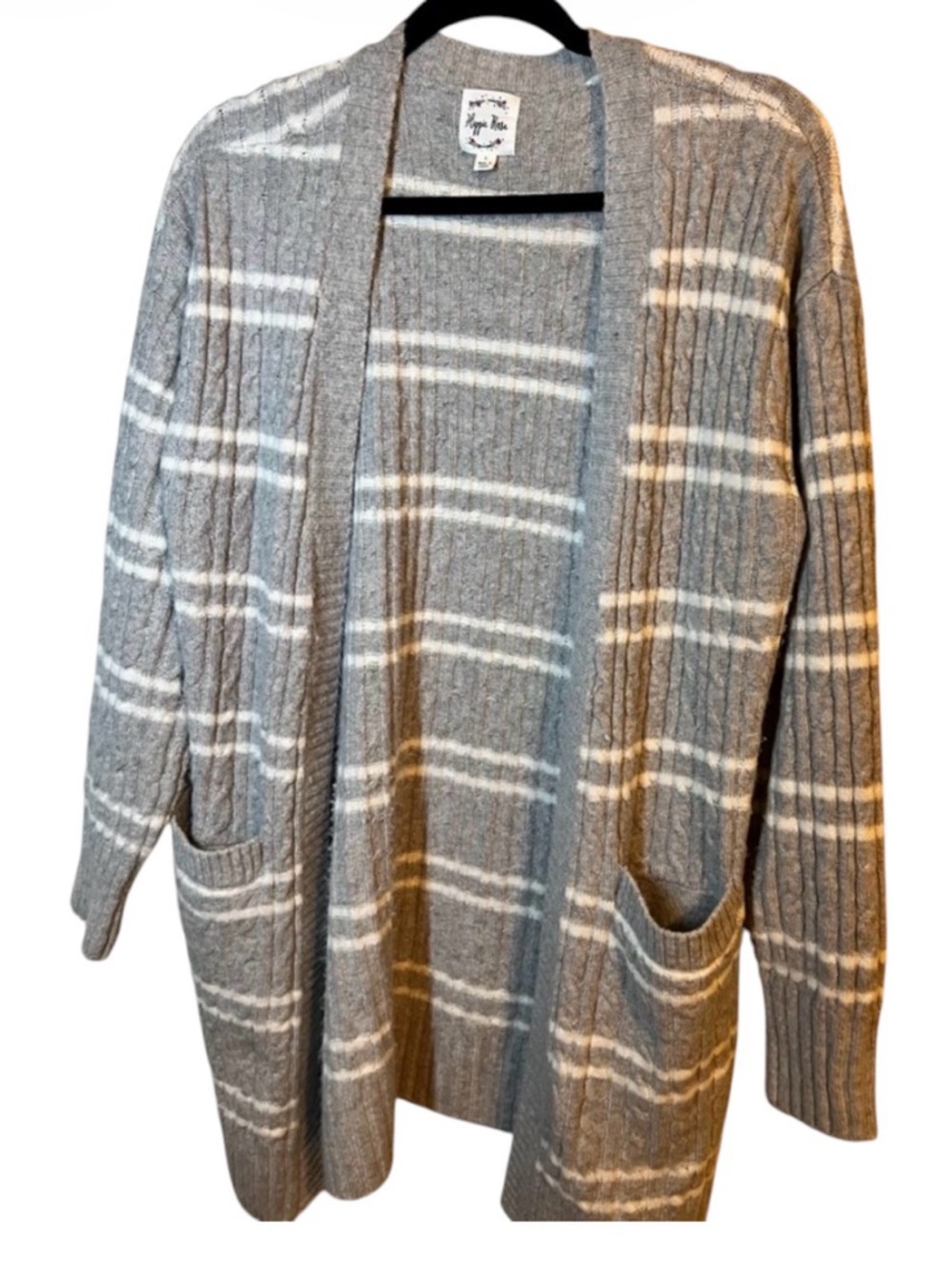 Hippie Rose Gray and White Striped Cardigan NWOT